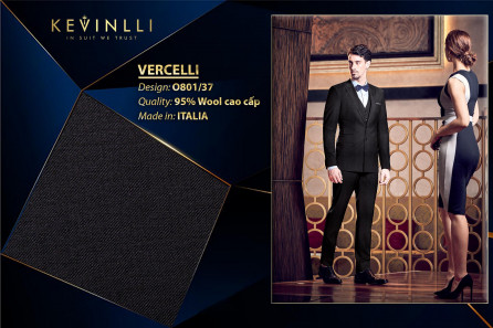 O801/37 Vercelli CVM - Vải Suit 95% Wool - Xanh đen Trơn